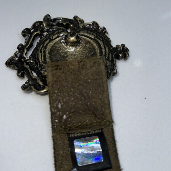ROBERTO CAVALLI / JUST CAVALLI VINTAGE DISTRESSED BELT BROWN AND DARK GOLD - Picture 5 of 7